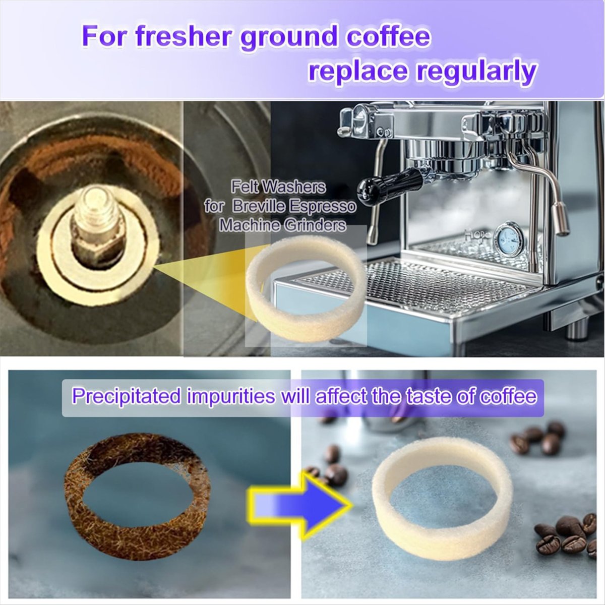 Breville Espresso Bes870 - (A64E) 6Piece Felt Washer Replacement for