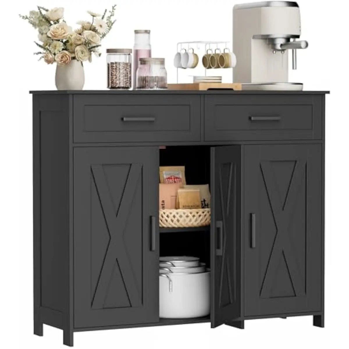 Coffee Bar Storage Cabinet wit - đánh giá và giá Coffee & Tea Restaurant